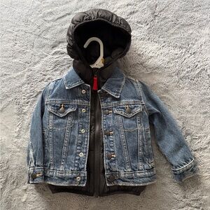 Kids Denim and Black Hooded Jacket